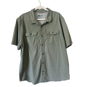 Sierra Designs Tech Shirt XXL Green Button Down Short‎ Sleeve Outdoor Hiking
